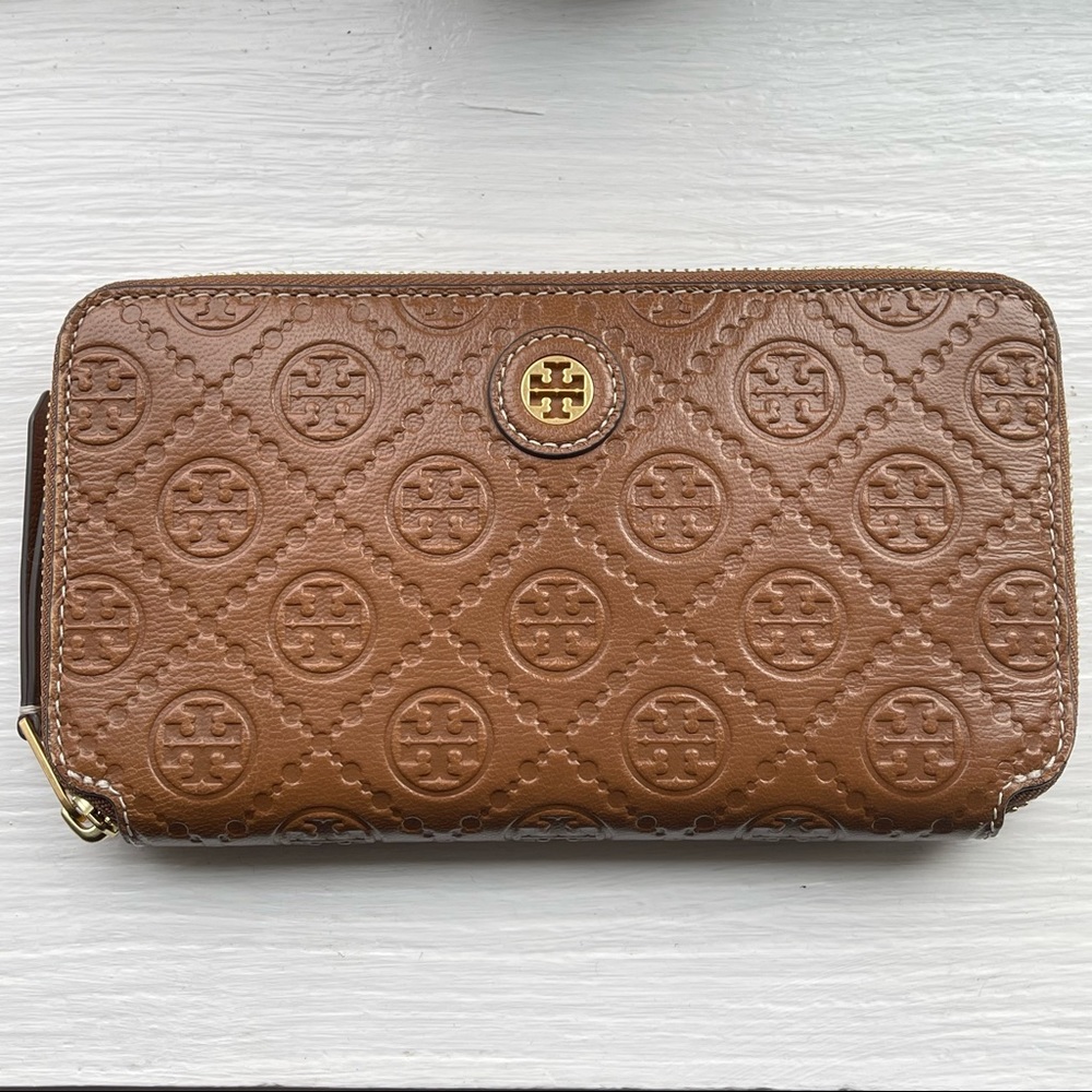 🤎 Tory Burch Wallet | T MONOGRAM LEATHER ZIP CONTINENTAL WALLET